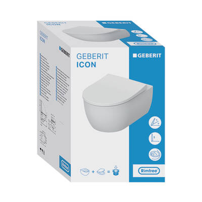 Geberit iCon Rimfree Soft Slim Asma Klozet ve Kapak Takımı, Beyaz - 5
