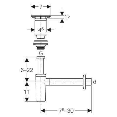 Geberit Lavabo Sifonu Seti T Tipi Parlak Krom, 151.020.21.1 - 2