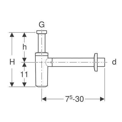 Geberit Lavabo Sifonu T Tipi Parlak Krom, 151.024.21.1 - 3