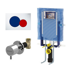 Geberit Sigma01 Yuvarlak Gömme Rezervuar Seti, Kids Mavi/Kırmızı - Geberit