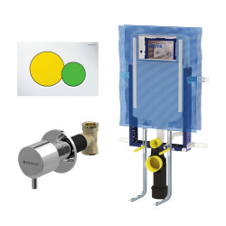 Geberit Sigma01 Yuvarlak Gömme Rezervuar Seti, Kids Yeşil/Sarı - Geberit