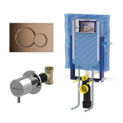 Geberit Sigma01 Yuvarlak Gömme Rezervuar Seti, Parlak Prinç - Geberit