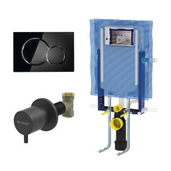 Geberit Sigma01 Yuvarlak Gömme Rezervuar Seti, Parlak Siyah - Geberit