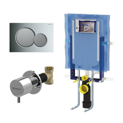 Geberit Sigma01 Yuvarlak Gömme Rezervuar Seti, Parlak/Mat Krom - 1