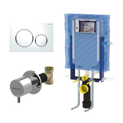 Geberit Sigma20 Yuvarlak Gömme Rezervuar Seti, Krom/Parlak Beyaz - Geberit