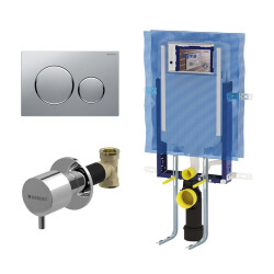 Geberit Sigma20 Yuvarlak Gömme Rezervuar Seti, Mat Krom - Geberit