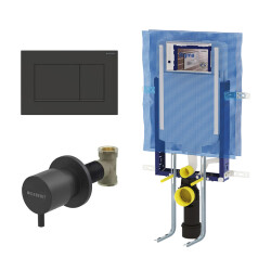 Geberit Sigma30 Kare Gömme Rezervuar Seti, Mat/Mat Siyah - Geberit