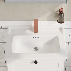 VitrA Integra Classic Etajerli lavabo 7000B003-0001 Dikdörtgen - 60x46 cm - tek armatür delikli - su taşma delikli - beyaz - 2