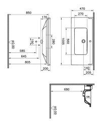 VitrA Integra Classic Etajerli lavabo 7002B003-0001 Dikdörtgen - 100x46 cm - tek armatür delikli - su taşma delikli - beyaz - 2