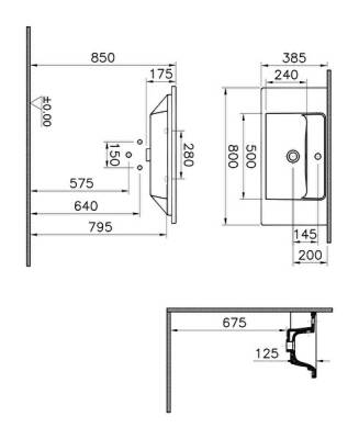 VitrA Integra Etajerli lavabo 7036B003-0001 Dikdörtgen - kompakt - 80x39 cm - tek armatür delikli - su taşma delikli - beyaz - 1