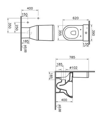 VitrA Integra Takım klozet 7044L003-0088 Rim-ex - arkası açık - 62 cm - taharet borulu - beyaz - 4