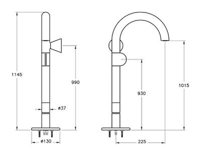 VitrA Liquid Lavabo Bataryası A42775 Yerden - Sağdan Kullanım - Krom - 3