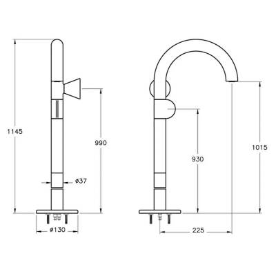 VitrA Liquid Lavabo Bataryası A42775 Yerden - Sağdan Kullanım - Krom - 3