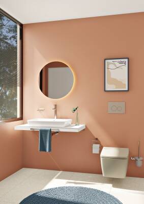 VitrA Metropole Asma klozet 7672B020-0559 Rim-ex - gizli montajlı - 56 cm - taharet borulu - taharet borusu girişi sıva altı uygulamalı - mat bej - 2