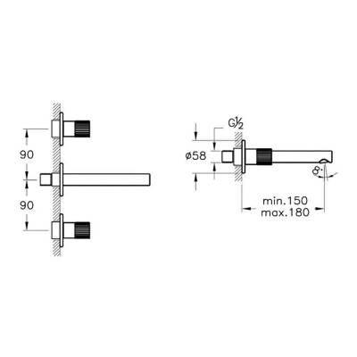 VitrA Origin 3 Delikli Ankastre Lavabo Bataryası A4258236WTC Sıva Üstü Grubu - Mat Siyah - 3