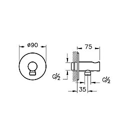 VitrA Origin Ankastre El Duşu Çıkışı A4262536WTC Askılı - Mat Siyah - 2