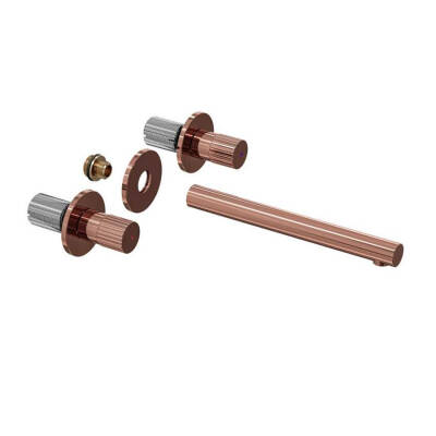 VitrA Origin Ankastre Lavabo Bataryası A4258226 Sıva Üstü Grubu - Üç Rozetli - Bakır - 3