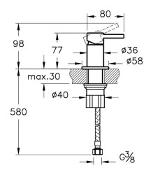 VitrA Origin Ankastre Lavabo Bataryası A42682 Tezgahtan Kontrol - Krom 