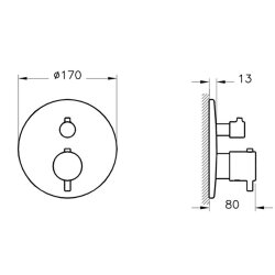 VitrA Origin Ankastre Termostatik Banyo Bataryası A42671 V-Box Sıva Üstü Grubu - Krom - 2