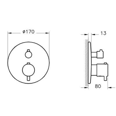 VitrA Origin Ankastre Termostatik Banyo Bataryası A42671 V-Box Sıva Üstü Grubu - Krom - 2