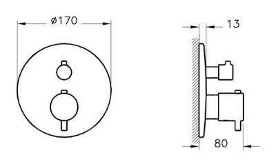 VitrA Origin Ankastre Termostatik Banyo Bataryası A4267134 V-Box Sıva Üstü Grubu - Fırçalı Nikel - 2