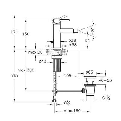VitrA Origin Bide Bataryası A42559 Sifon Kumandalı - Krom - 2