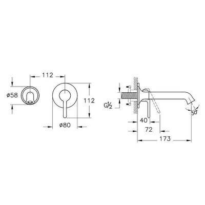 VitrA Origin Classic A4288925 İki Delikli Ankastre Lavabo Bataryası (Sıva Üstü) Fırçalı Altın - 2