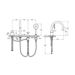 VitrA Origin Classic 4 Delikli Küvet Bataryası A42900 - 2