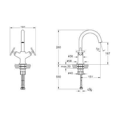 VitrA Origin Classic Lavabo Bataryası Çift Kumandalı Mat Siyah A4288436 - 2