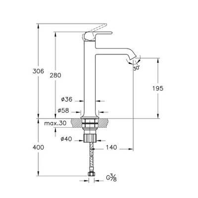 VitrA Origin Classic Çanak Lavabo Bataryası A4288229 Üstten Kumandalı - Soft Bakır - 2