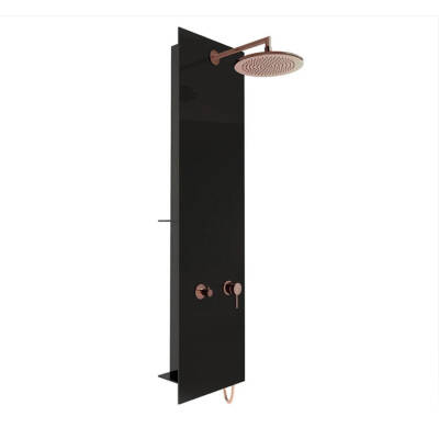 VitrA Origin Duş Sistemi A45805 Masajlı - Siyah Cam - Bakır - 1