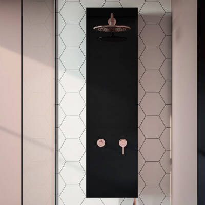 VitrA Origin Duş Sistemi A45805 Masajlı - Siyah Cam - Bakır - 3