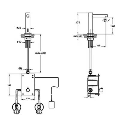 VitrA Origin Temassız Lavabo Bataryası A4721336WTC Tezgah Üstü Kullanım - Elektrikli - Çift Su Girişli - Mat Siyah - 2