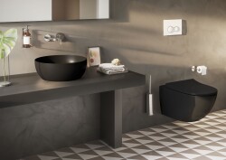 VitrA Outline Çanak lavabo 5992B483-0016 Yuvarlak - kompakt - 40x40 cm - armatür deliksiz - su taşma deliksiz - Clean - mat siyah - 2