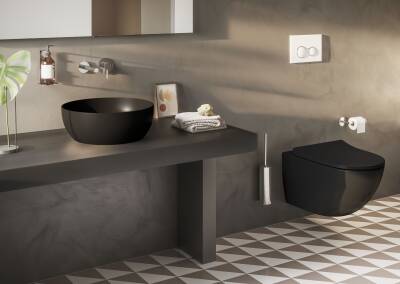 VitrA Outline Çanak lavabo 5992B483-0016 Yuvarlak - kompakt - 40x40 cm - armatür deliksiz - su taşma deliksiz - Clean - mat siyah - 2