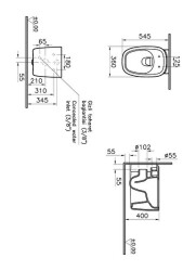 VitrA Plural Asma klozet 7830B420-0090 Rim-ex - gizli montajlı - 55 cm - taharet borulu - taharet borusu girişi sıva altı uygulamalı - Clean - mat bej - 3