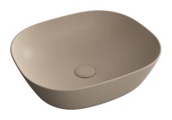 VitrA Plural Çanak lavabo 7810B474-0016 Oval - kompakt - 45x38 cm - armatür deliksiz - su taşma deliksiz - Clean - mat kil beji 