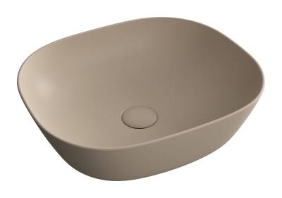 VitrA Plural Çanak lavabo 7810B474-0016 Oval - kompakt - 45x38 cm - armatür deliksiz - su taşma deliksiz - Clean - mat kil beji - 1
