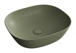 VitrA Plural Çanak lavabo 7810B475-0016 Oval - kompakt - 45x38 cm - armatür deliksiz - su taşma deliksiz - Clean - mat yosun yeşili - 1