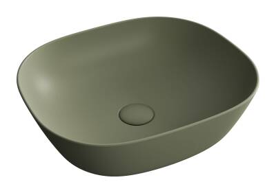 VitrA Plural Çanak lavabo 7810B475-0016 Oval - kompakt - 45x38 cm - armatür deliksiz - su taşma deliksiz - Clean - mat yosun yeşili - 1