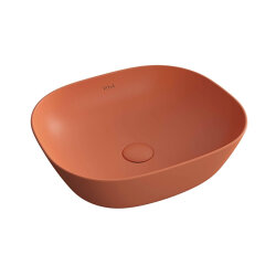 VitrA Plural Çanak Lavabo 7810B477-0016 Oval - Kompakt - 45x38 cm - Armatür Deliksiz - Su Taşma Deliksiz - Clean - Mat Terra Rosa 