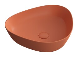 VitrA Plural Çanak lavabo 7812B477-0016 Üçgen - kompakt - 45x40 cm - armatür deliksiz - su taşma deliksiz - Clean - mat terra rosa - 1