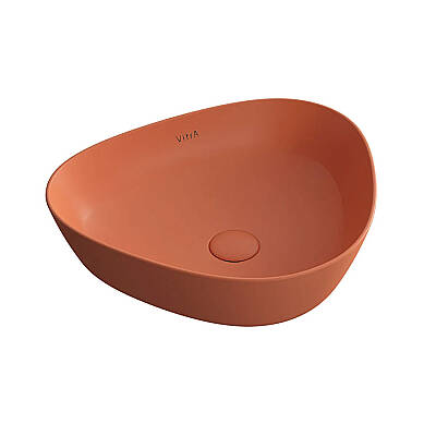 VitrA Plural Çanak Lavabo 7812B477-0016 Üçgen - Kompakt - 45x40 cm - Armatür Deliksiz - Su Taşma Deliksiz - Clean - Mat Terra Rosa - 1