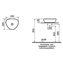 VitrA Plural Çanak Lavabo 7812B477-0016 Üçgen - Kompakt - 45x40 cm - Armatür Deliksiz - Su Taşma Deliksiz - Clean - Mat Terra Rosa - 2