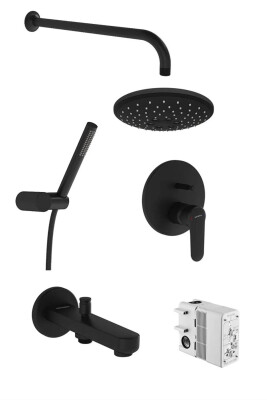 VitrA Root Round Anlastre Banyo Seti A4929536 Bliss 2F duş başlığı - Origin 1F el duşu takımı - mat siyah - VitrA