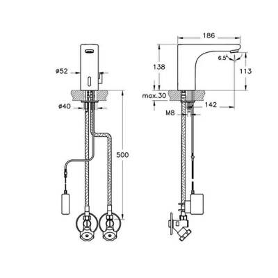 Artema Root Round Temassız Lavabo Bataryası A47122 Elektrikli - çift su girişli - krom - 2