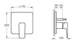 VitrA Root Square Ankastre Banyo Bataryası A42828 V-Box Sıva Üstü Grubu - Krom 