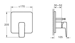 VitrA Root Square Ankastre Banyo Bataryası A42828 V-Box Sıva Üstü Grubu - Krom 