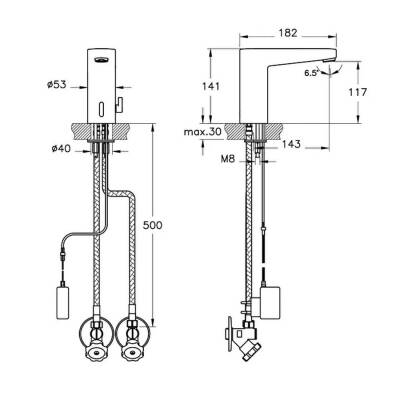 Artema Root Square Temassız Lavabo Bataryası A47128 Elektrikli - çift su girişli - krom - 2
