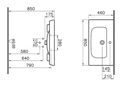 VitrA S20 Etajerli lavabo 5523B003-0001 Dikdörtgen - 85x46 cm - tek armatür delikli - su taşma delikli - beyaz - 3